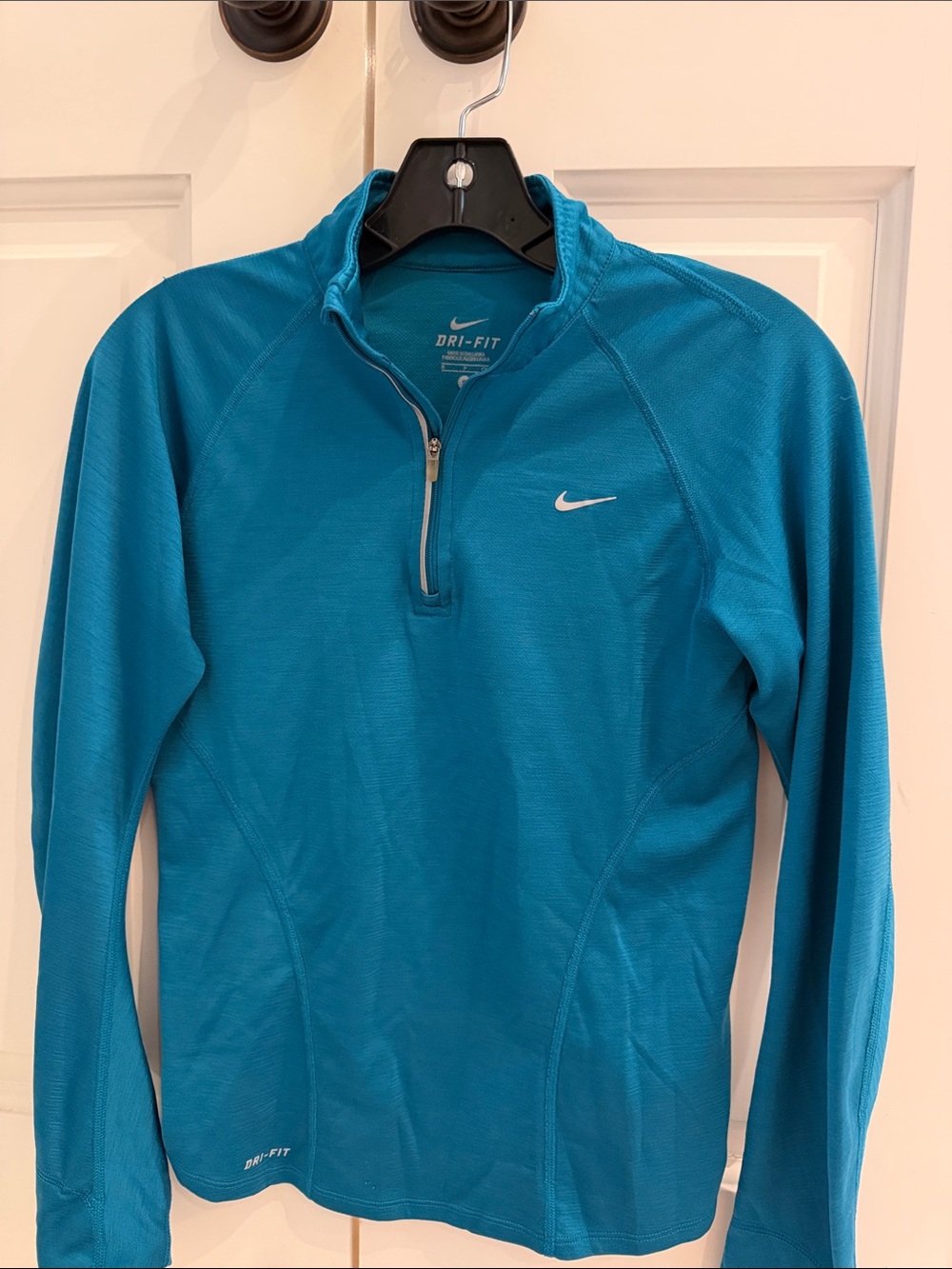 Nike Teal Blue Dri-FIT Long-Sleeve Quarter-Zip Athletic Top